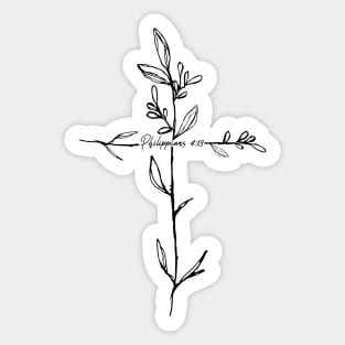 Philippians 4:13 Twig Cross Sticker